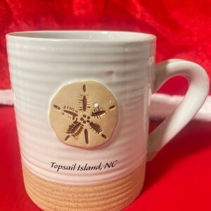 Topsail Island Sand Dollar Mug - White and Tan